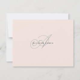 Mit Monogramm Rosa und grau Dankeskarte