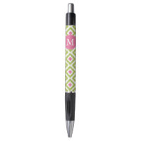 Mit Monogramm rosa und grüne Diamanten - Ikat-Must