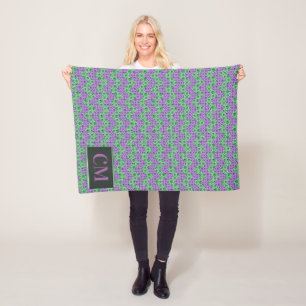 Mit Monogramm rosa und grüner Glitzer Zickzack Fleecedecke