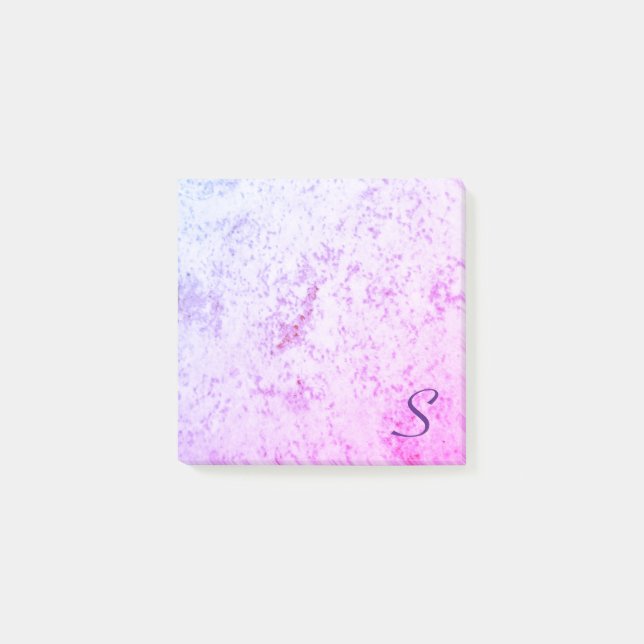 Mit Monogramm rosa und Lila marmoriert Post-it Klebezettel (Vorderseite)