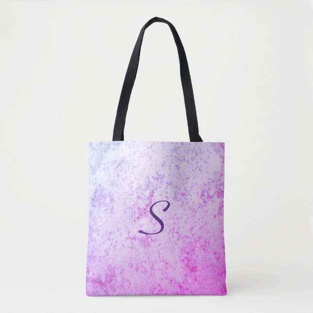 Mit Monogramm rosa und Lila marmoriert Tasche (Vorderseite)