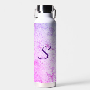 Mit Monogramm rosa und Lila marmoriert Trinkflasche