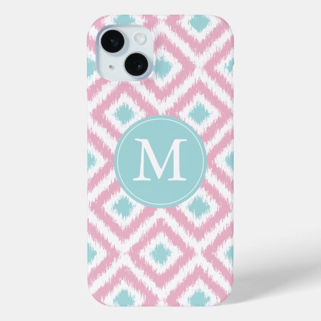 Mit Monogramm Rosa- und Mini-Diamanten-Ikat-Muster title_seo2 (Rückseite)