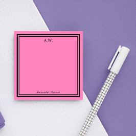 Mit Monogramm Rosa und Schwarz Post-it Klebezettel