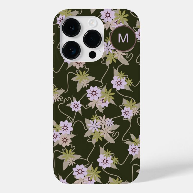 Mit Monogramm Rosa- und Schwarzblütenweine Case-Mate iPhone 14 Pro Hülle (Rückseite)