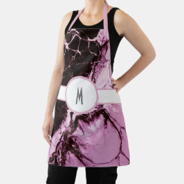 mit Monogramm rosa und schwarze Schürze