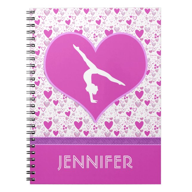 Mit Monogramm Rosa verlost o Herz-Gymnastik Notizblock (Vorderseite)