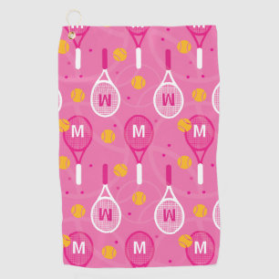 Mit monogramm rosa-weiße Tennisschläger Golfhandtuch