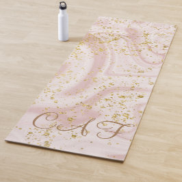 Mit Monogramm rosa weißer Marmor Swirl Gold Glitze Yogamatte