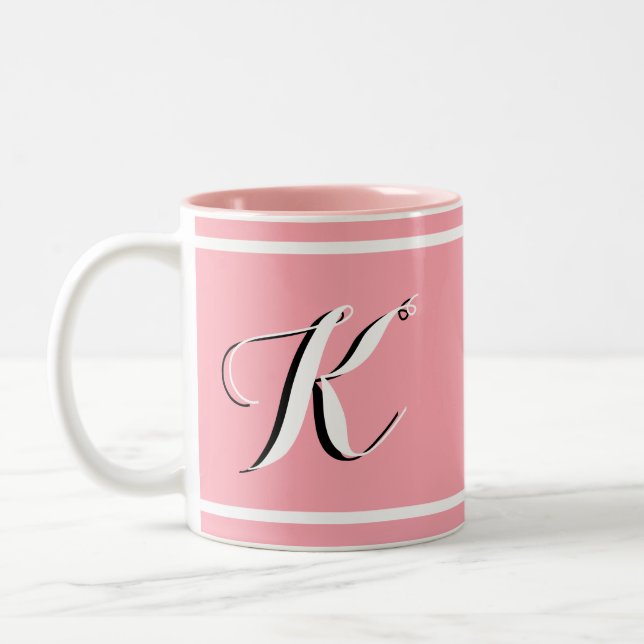 Mit Monogramm rosa Zweifarbige Tasse (Links)