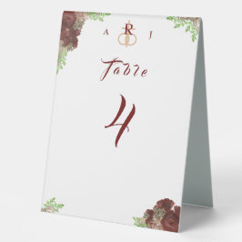 Mit Monogramm Rose-Corsage-Tischnummer Tischaufsteller