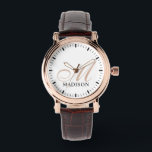 Mit Monogramm Rose der Frauen Gold Vintag Watch Br Armbanduhr<br><div class="desc">Eine elegante Armbanduhr mit einer Vintagen Rose aus Gold mit schicker Rose, einem schwarzen Original und einem braunen Uhrenband.</div>