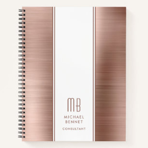 Mit Monogramm Rose Gold Brushed Metallic Business Notizbuch
