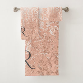 Mit Monogramm Rose Gold Damask Badhandtuch Set