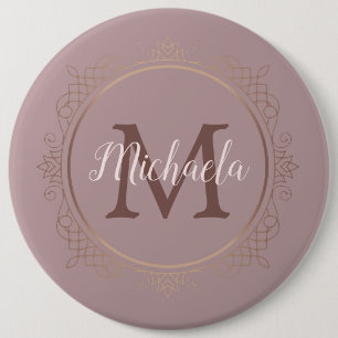Mit Monogramm Rose Gold Elegante Moderne Vorlage Button