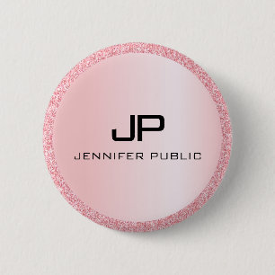 Mit Monogramm Rose Gold Glitzer Look Template Button