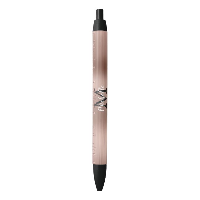 Mit Monogramm Rose Gold Glitzer Tropfen auf rosa M Kugelschreiber (Vorderseite Vertikal)