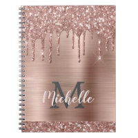 Mit Monogramm Rose Gold Glitzer Tropfen auf rosa M