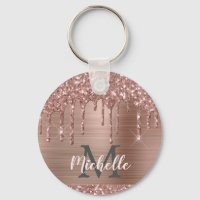 Mit Monogramm Rose Gold Glitzer Tropfen auf rosa M