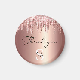 Mit Monogramm Rose Gold Glitzer Tropfen Vielen Dan Magnet