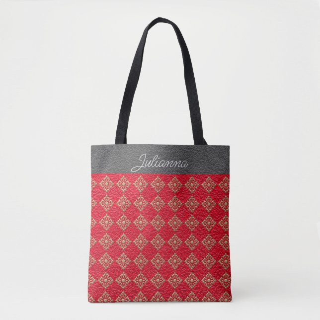 Mit Monogramm Rot- und Golddiamanten Tasche (Vorderseite)