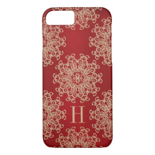 Mit Monogramm Rot und Goldexotisches Medaillon Case-Mate iPhone Hülle