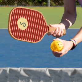 Mit Monogramm Rot- und Goldstreifen-Muster Pickleball Schläger