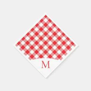Mit Monogramm Rot und Weiß Gingham Serviette