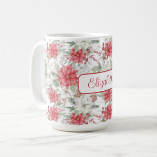 Mit Monogramm Rot- und Weißpoinsettias Kaffeetasse