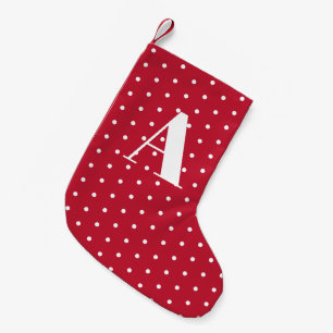Mit Monogramm Rot- und Weißpolka-Punkte Kleiner Weihnachtsstrumpf