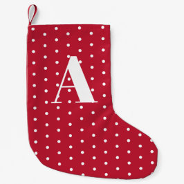 Mit Monogramm Rot- und Weißpolka-Punkte Kleiner Weihnachtsstrumpf