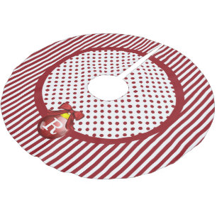 mit Monogramm Rot-Weiß-Weihnachtsrock Polyester Weihnachtsbaumdecke