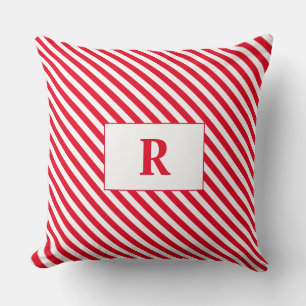 Mit Monogramm Rot/Weiße Streifen Kissen