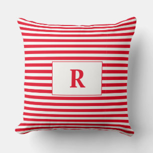 Mit Monogramm Rot/Weiße Streifen Kissen