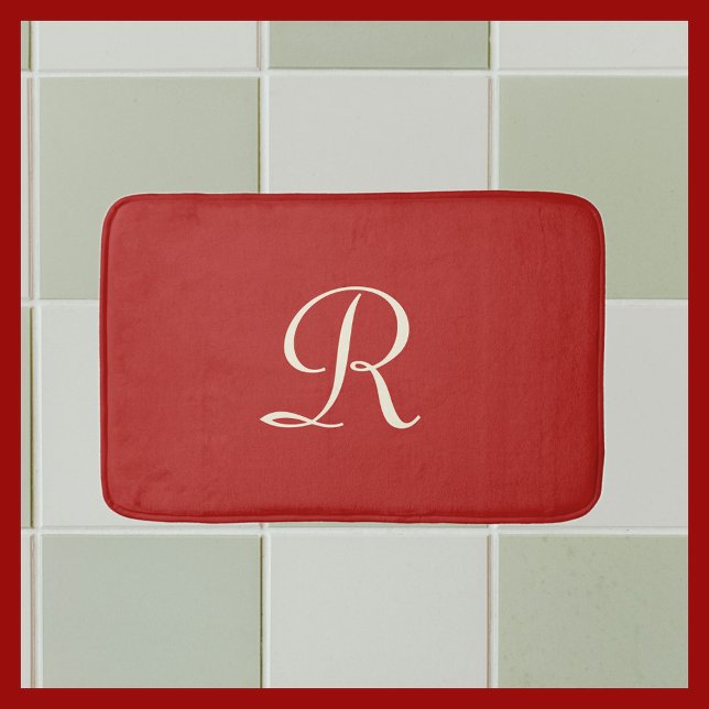 Mit Monogramm, roter und cremefarbener Spül Badematte (Von Creator hochgeladen)