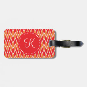 Mit Monogramm rotes und orangefarbenes Muster Gepäckanhänger