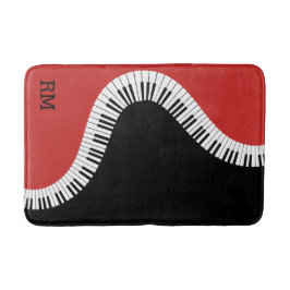 Mit Monogramm, rotes und schwarzes Klavierdesign Badematte