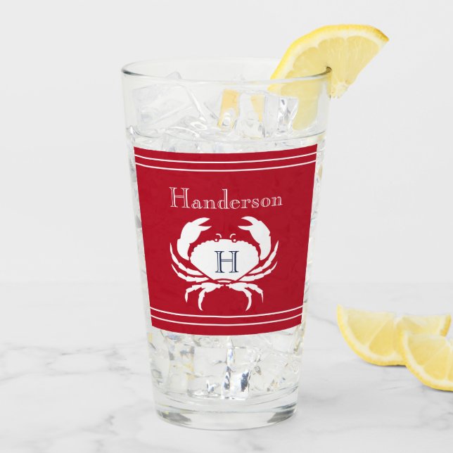 Mit Monogramm Rotes Weißes Krebserglas Glas (Rückseite Ice)