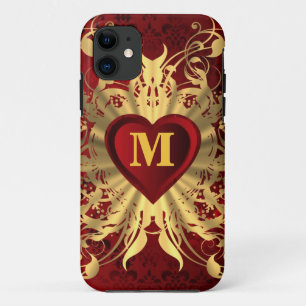 Mit Monogramm Rotherz- und Goldmuster Case-Mate iPhone Hülle