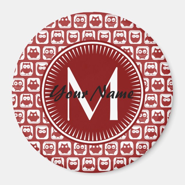 Mit Monogramm Rotweine, Personalisierter Name Magnet (Vorne)