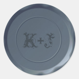 Mit Monogramm Royal Slate Wedding Umschlag Aufkleb Runder Aufkleber