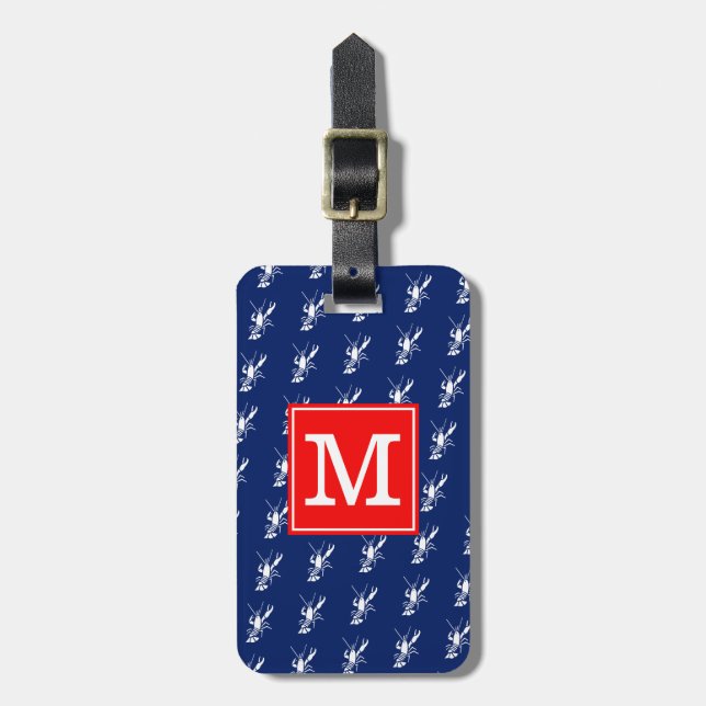 Mit Monogramm RS Lobstblau Gepäckanhänger (Vorderseite vertikal)