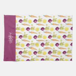Mit Monogramm Rüben Lemon and Carroons Wasserfarbe Geschirrtuch