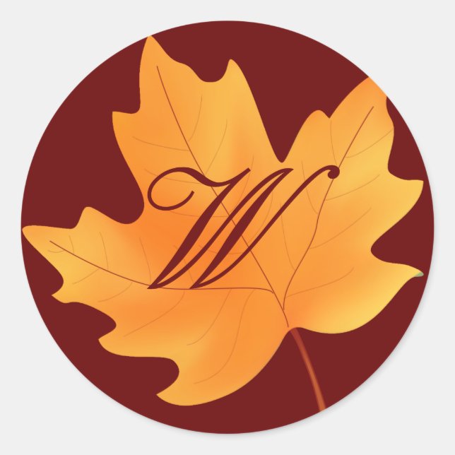 Mit Monogramm Rückgang Runder Aufkleber (Vorderseite)
