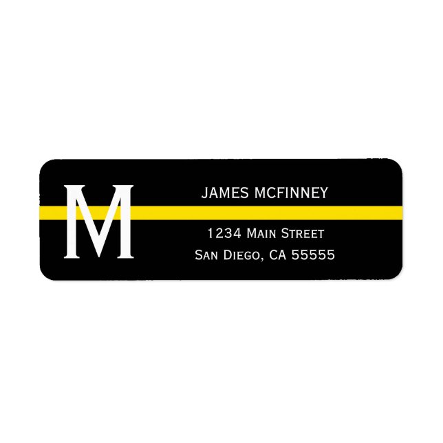 Mit Monogramm Rücksendeadresse für dünne gelbe Lin (Vorne)