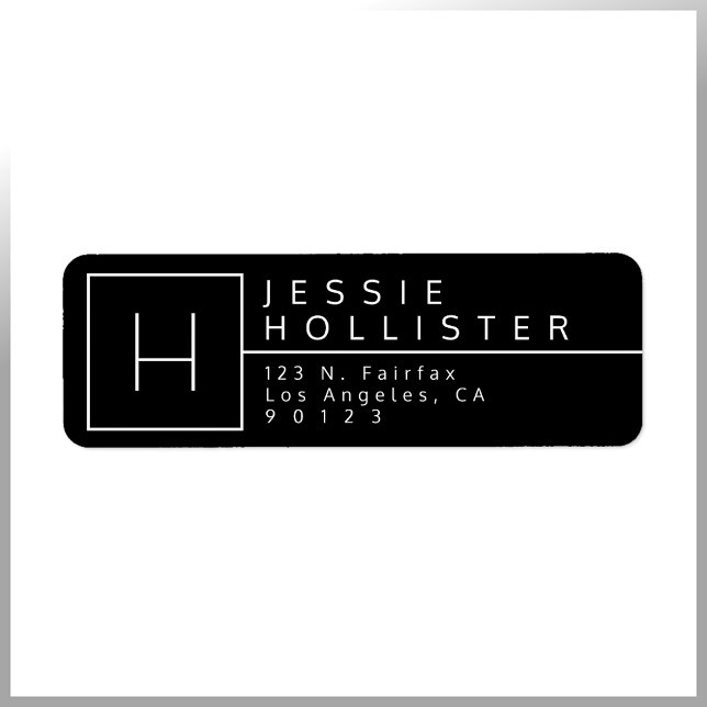 Mit Monogramm Rücksendeadresse Schwarz/Weiß (Von Creator hochgeladen)