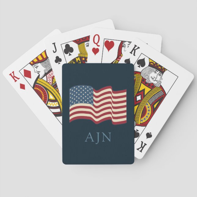 Mit Monogramm rustikale amerikanische Flagge Spielkarten (Rückseite)