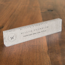 Mit Monogramm Rustikale Beige Linen Elegantes Skri