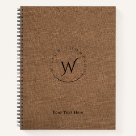 Mit Monogramm Rustikale Braun Linen Elegantes Skri Notizbuch