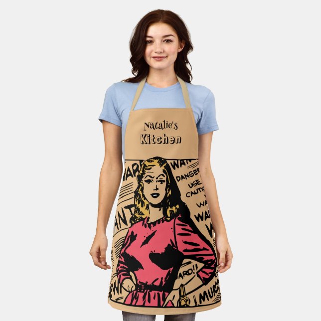 Mit Monogramm rustikale Retro-Küche Koch Frau Schürze (Getragen)